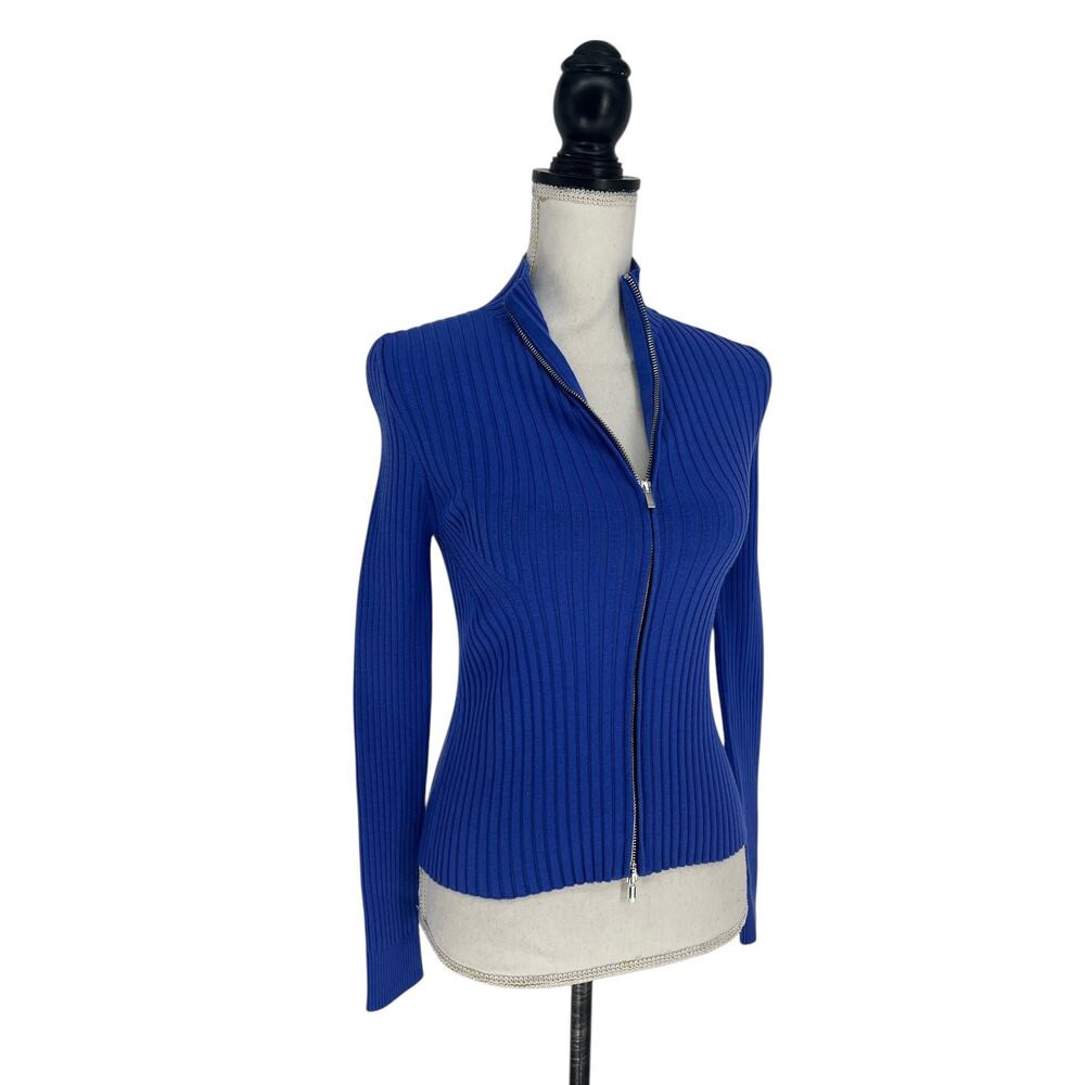 Wolford Concordia Ribbed Knit Zip Cardigan Blue XS - Picture 14 of 16
